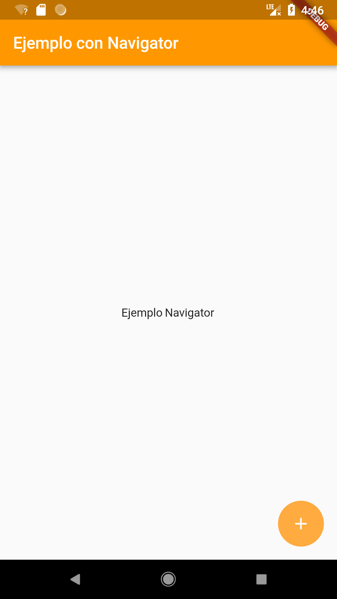 Pantalla inicial para el ejemplo con Navigator
